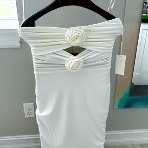 NWT Torn by Ronny Kobo off white body con dress